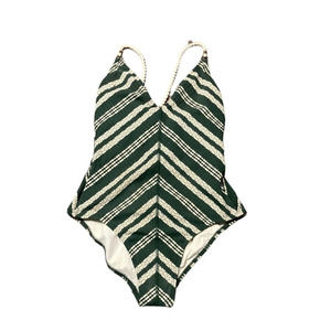 Robin Piccone Green Livvy One Piece Stretch Knit Swimsuit 12 Rope Straps